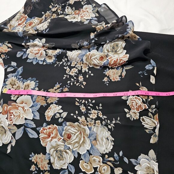 Floral Overlay Black Fit & Flare Dress By Connected Apparel Size 16 Tea Length - Picture 10 of 12